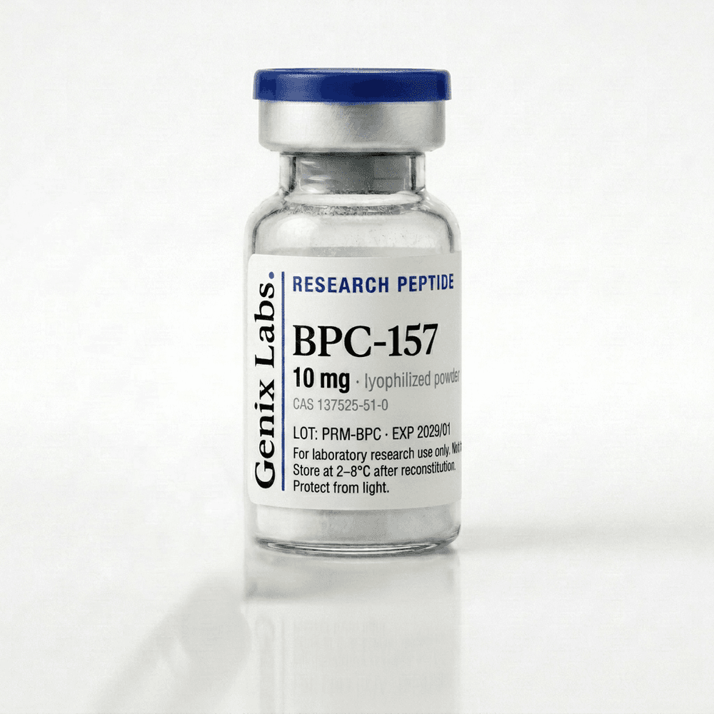 BPC-157: Genix peptide vial, lyophilized powder