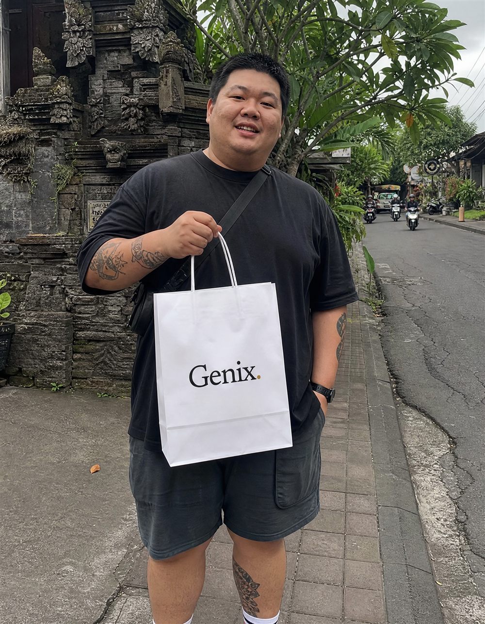 A Genix customer in Bali with their delivery