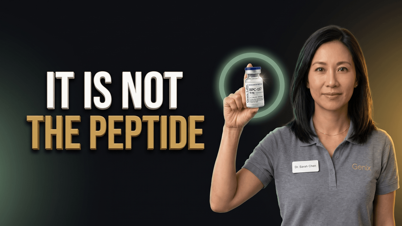 BPC-157 side effects research peptide vial beside a certificate of analysis